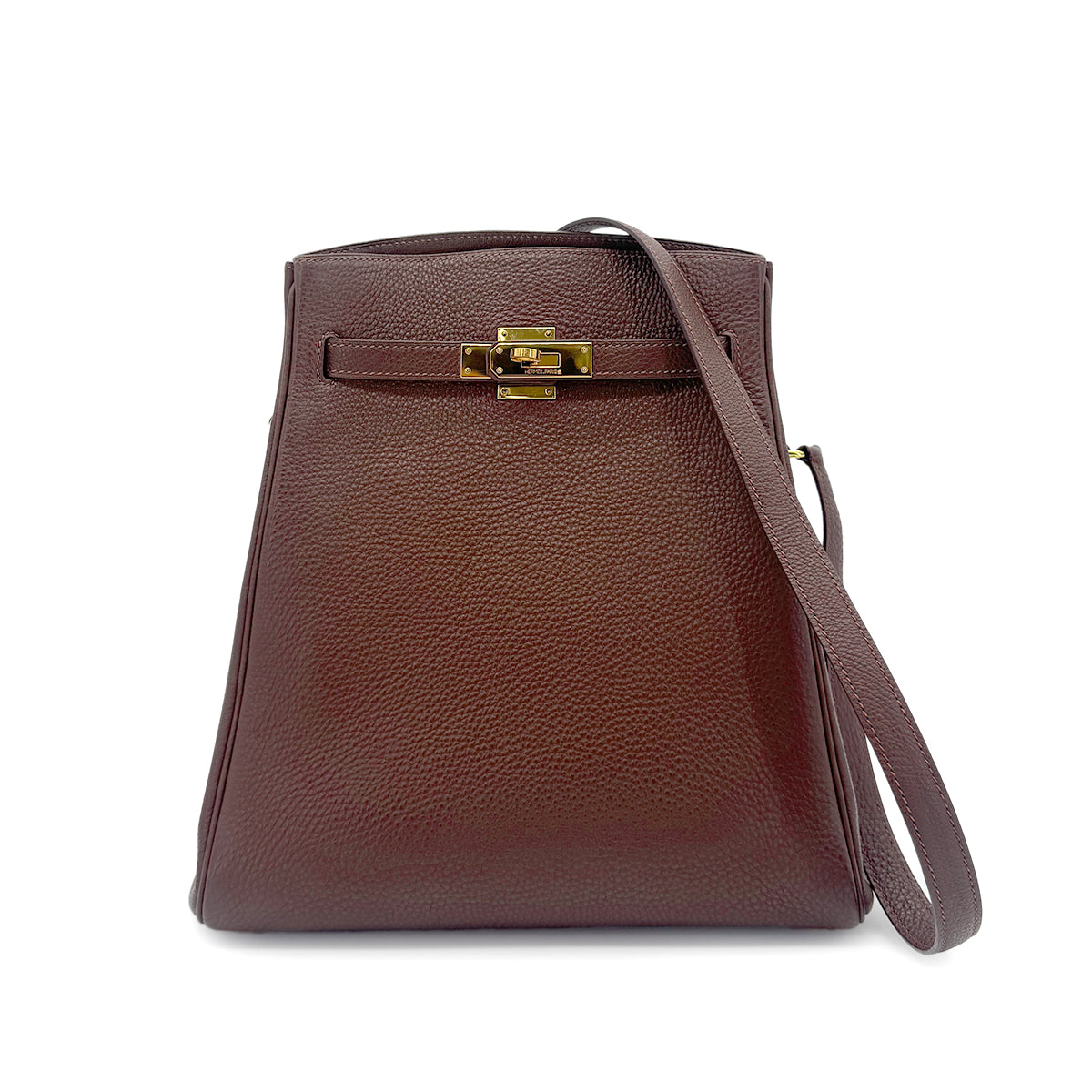 HERMES KELLY SPORTS BROWN TOGO SHOULDER BAG □E 90266444
