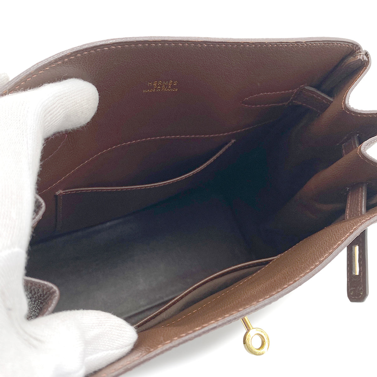 HERMES KELLY SPORTS BROWN TOGO SHOULDER BAG □E 90266444