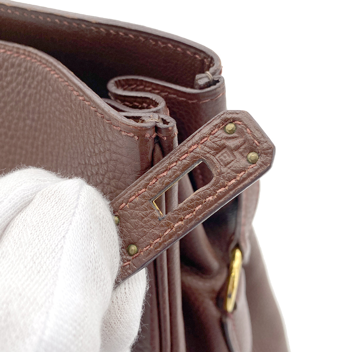 HERMES KELLY SPORTS BROWN TOGO SHOULDER BAG □E 90266444