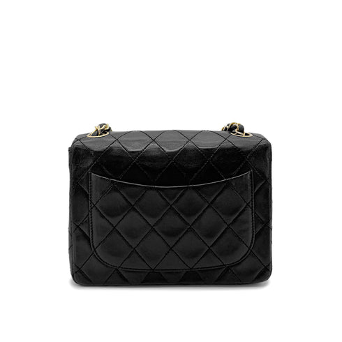 CHANEL VINTAGE MINI SQUARE 17 CHAIN SHOULDER BAG BLACK LAMB SKIN 90266446 - PURPOSE
