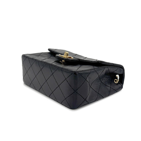 CHANEL VINTAGE MINI SQUARE 17 CHAIN SHOULDER BAG BLACK LAMB SKIN 90266446 - PURPOSE