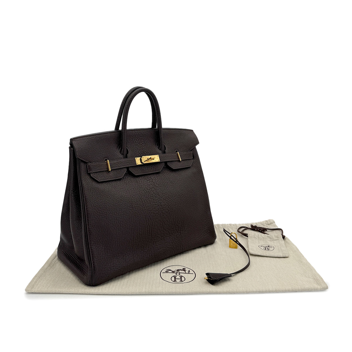HERMES HAUT A COURROIES 32 COCAON CHEVRE HAND BAG □K GHW 90266450