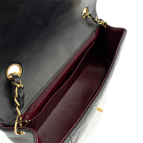 CHANEL VINTAGE DIANA MEDIUM CHAIN SHOULDER BAG BLACK LAMB SKIN 90266709 - PURPOSE