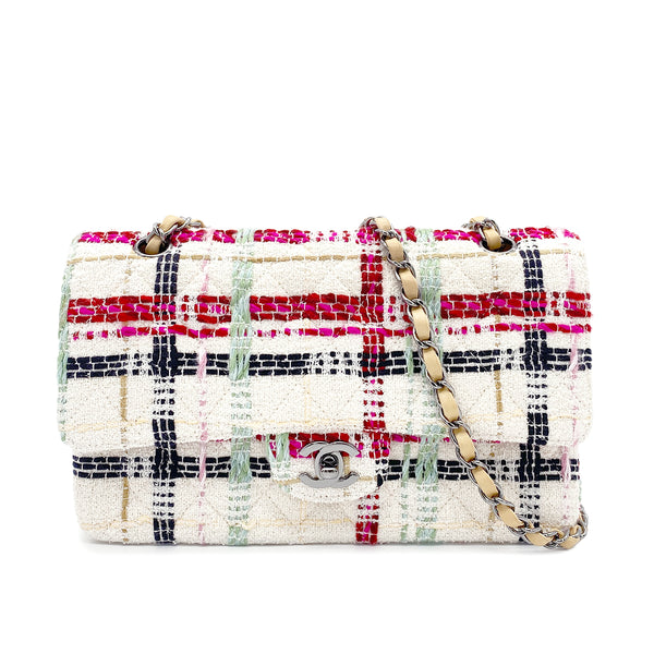 CHANEL VINTAGE CLASSIC FLAP MEDIUM CHAIN SHOULDER BAG MULTICOLOR TWEED 90266711 - PURPOSE