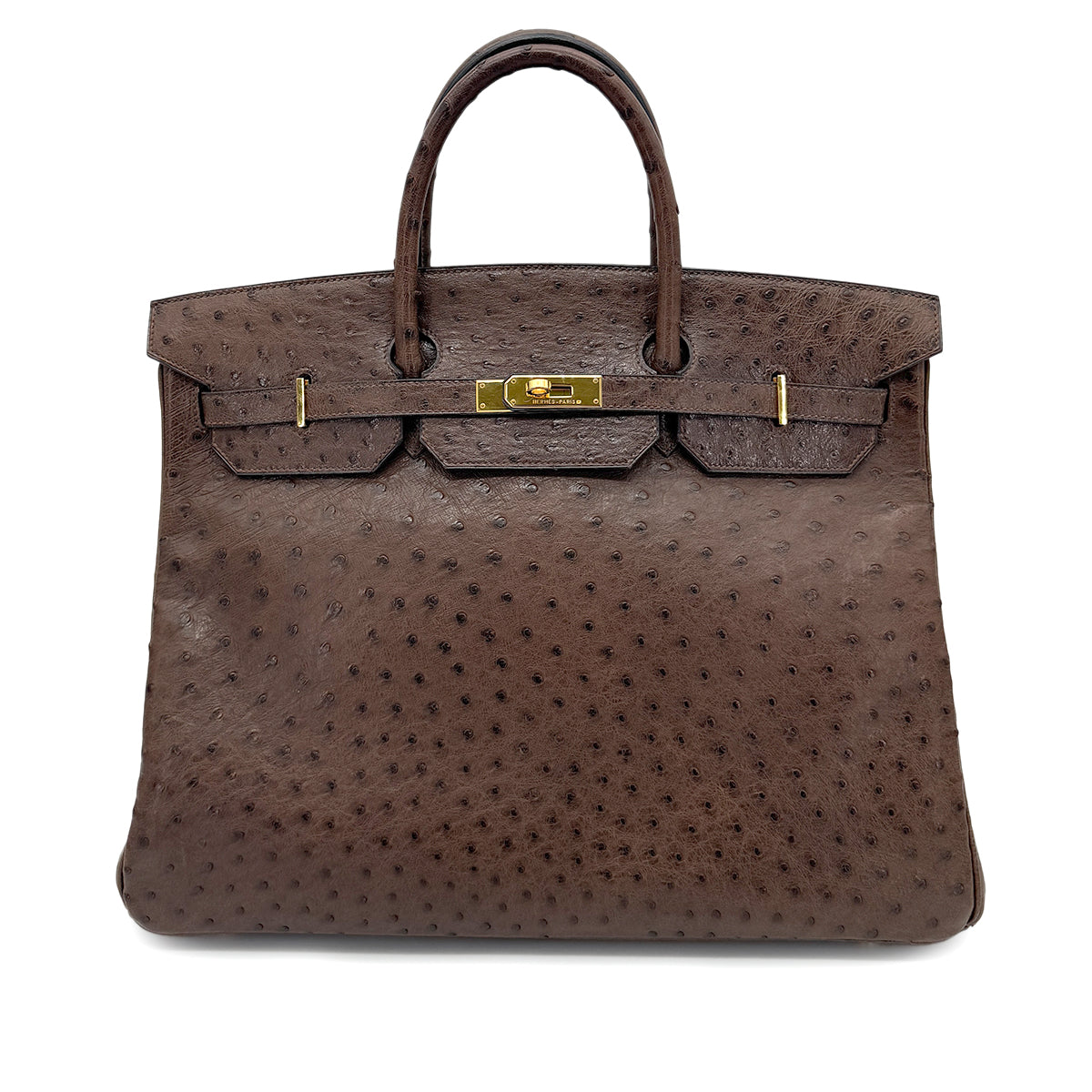 HERMES BIRKIN 40 BROWN OSTRICH HAND BAG 〇Z GHW 90266713