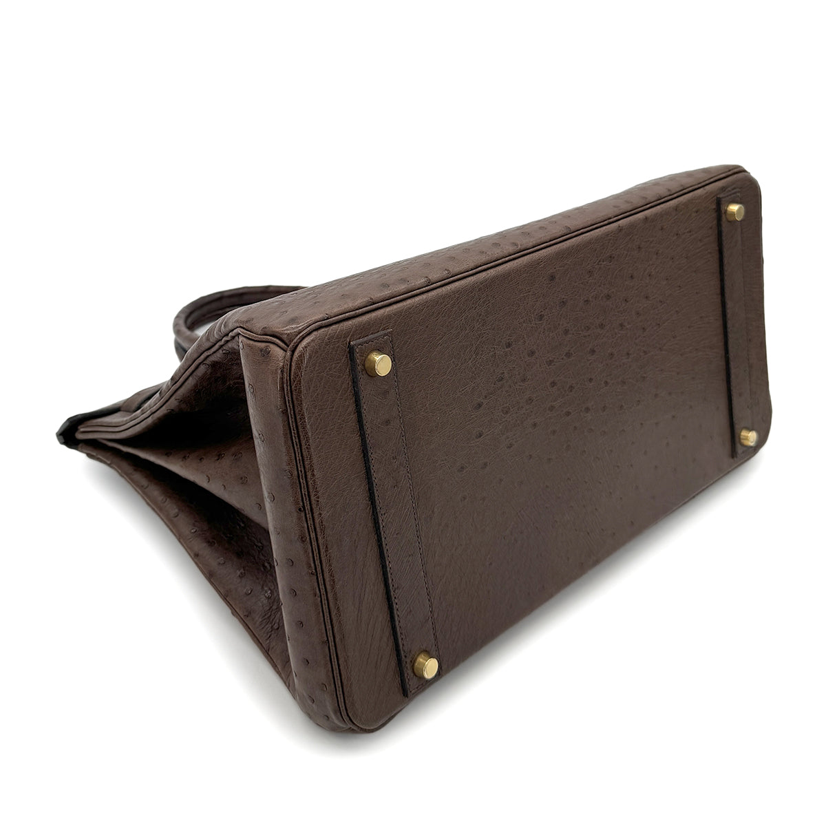 HERMES BIRKIN 40 BROWN OSTRICH HAND BAG 〇Z GHW 90266713