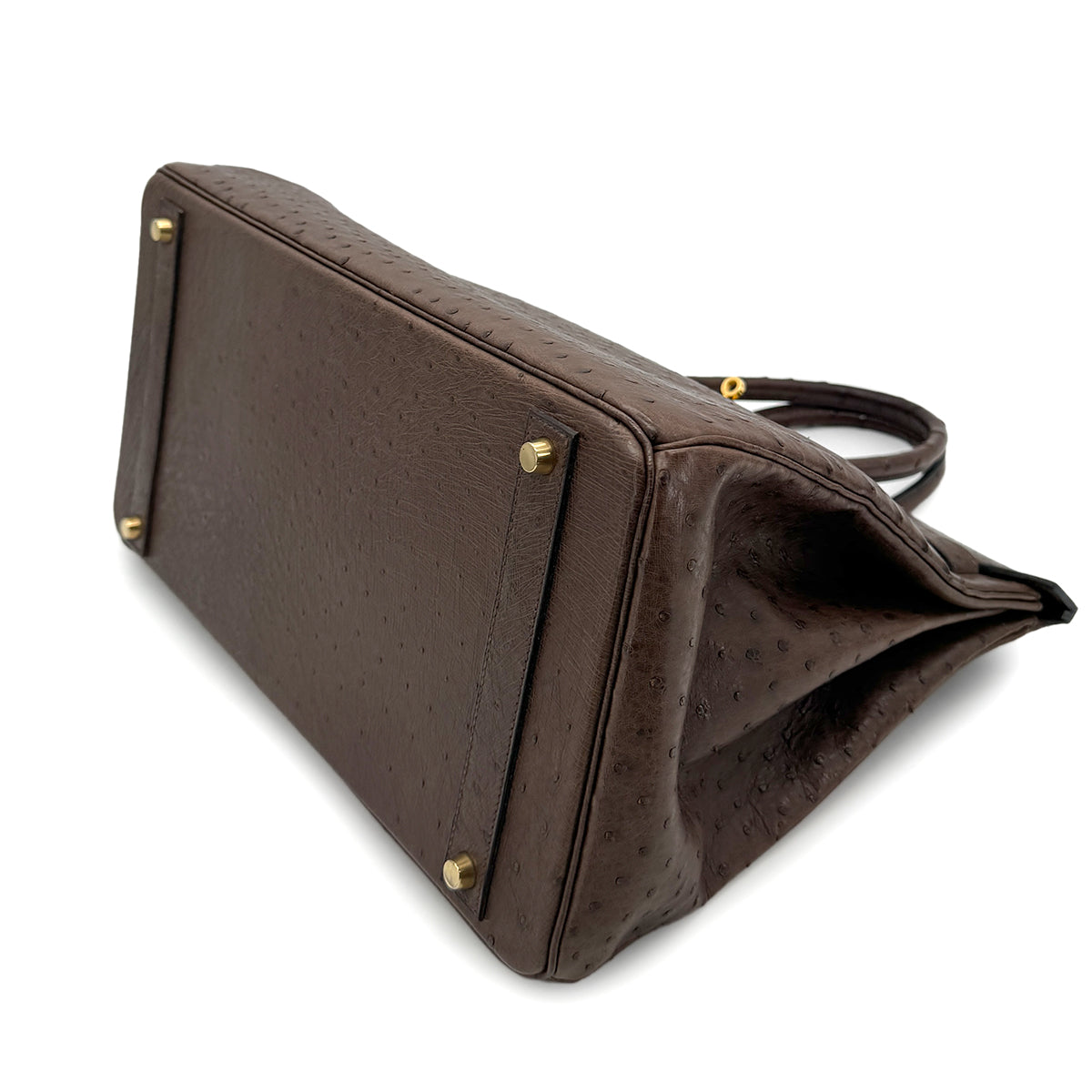 HERMES BIRKIN 40 BROWN OSTRICH HAND BAG 〇Z GHW 90266713