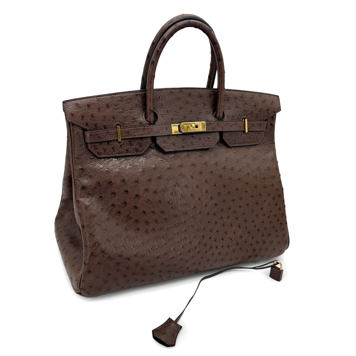HERMES BIRKIN 40 BROWN OSTRICH HAND BAG 〇Z GHW 90266713