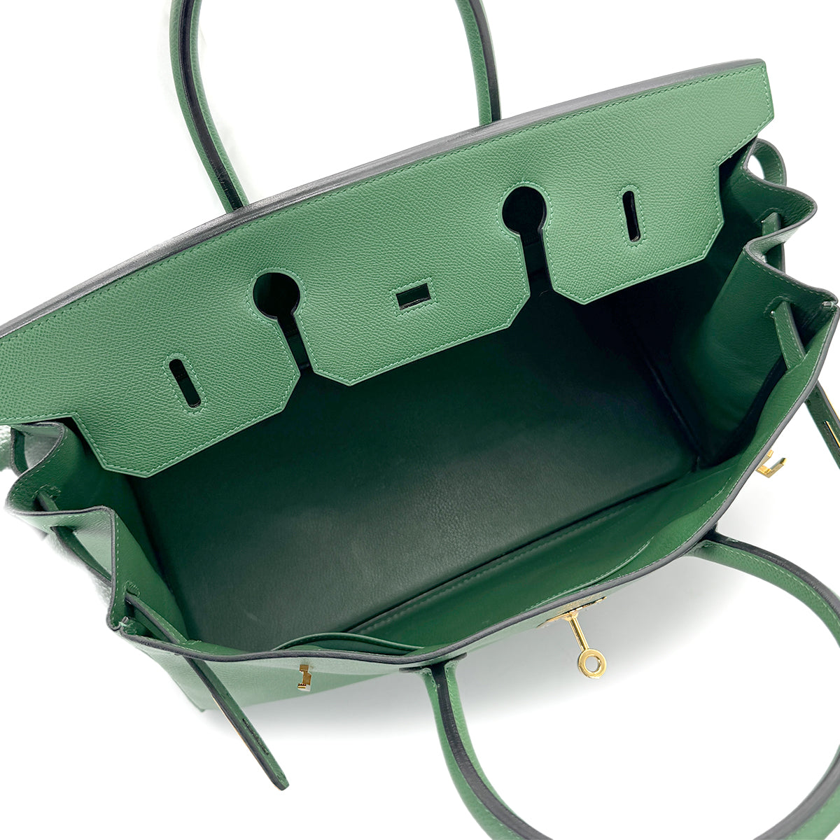 HERMES BIRKIN 40 GREEN COUCHEVEL HAND BAG □G GHW 90266714