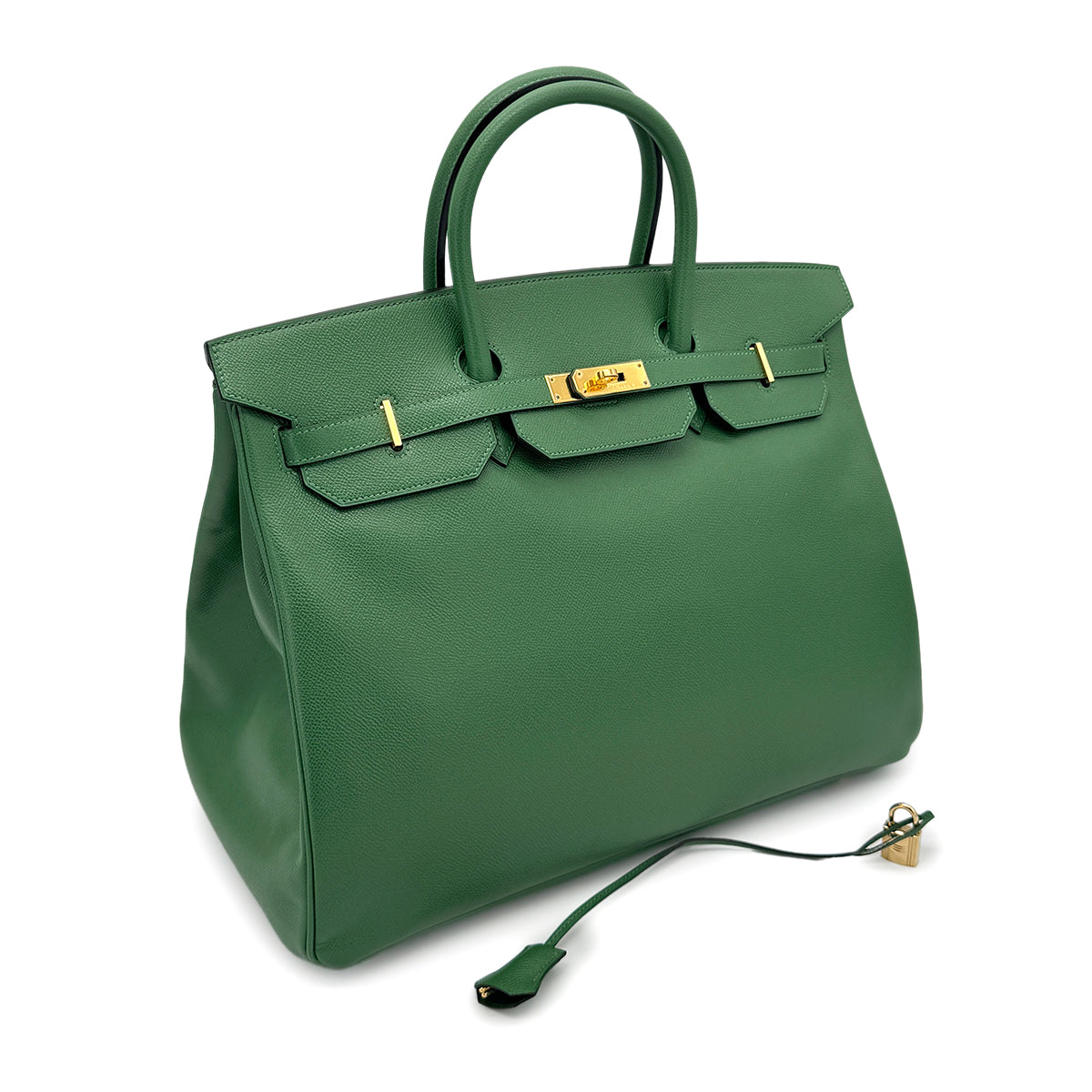 HERMES BIRKIN 40 GREEN COUCHEVEL HAND BAG □G GHW 90266714