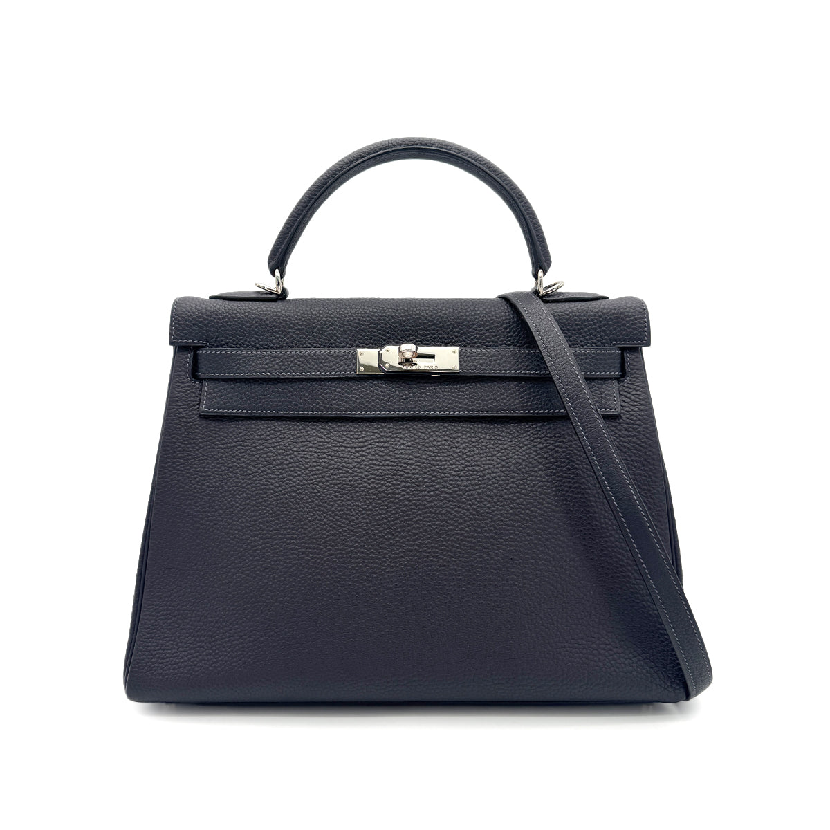 HERMES KELLY 32 RETOURNE BLEU NUIT TOGO HAND SHOULDER BAG □G SHW 90266715