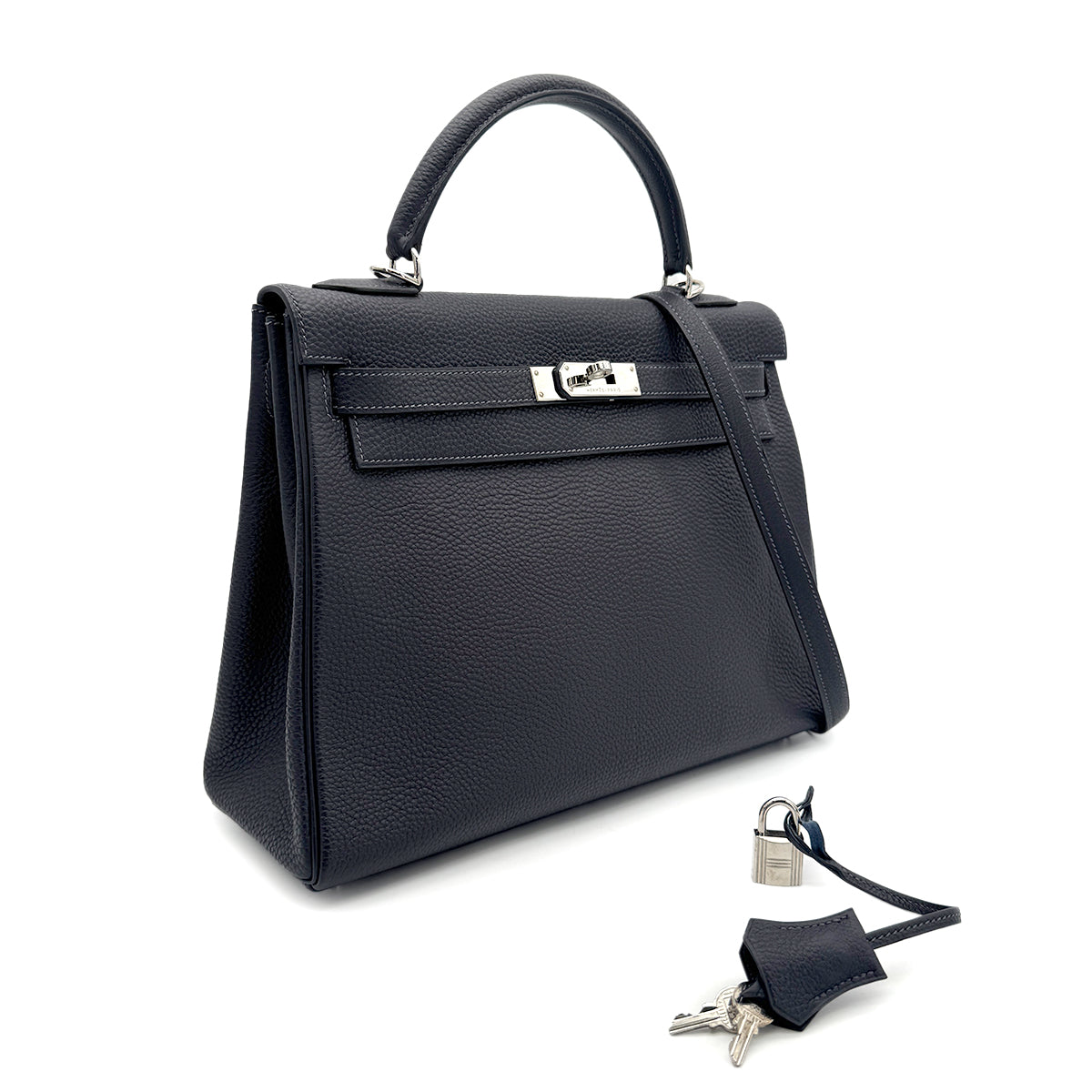 HERMES KELLY 32 RETOURNE BLEU NUIT TOGO HAND SHOULDER BAG □G SHW 90266715