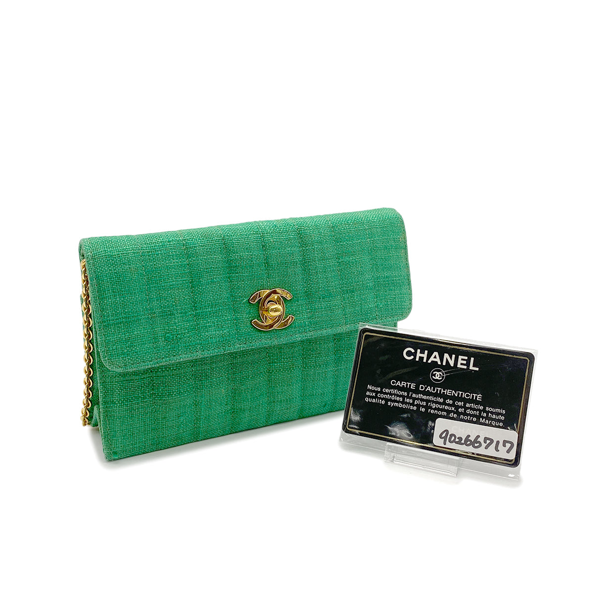 CHANEL VINTAGE MADEMOISELLE CHAIN SHOULDER BAG GREEN 90266717