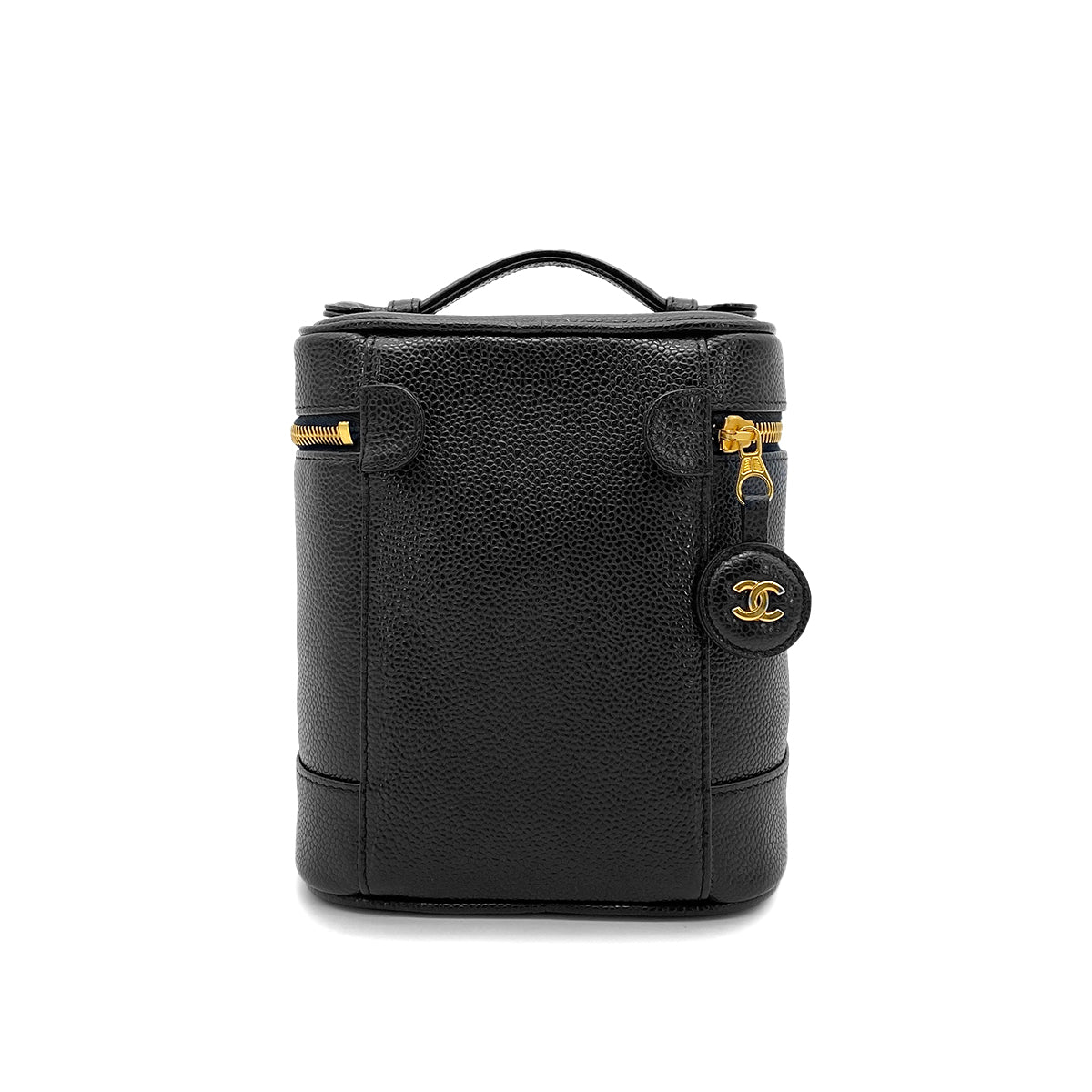 CHANEL VINTAGE VANITY HAND BAG BLACK CAVIAR SKIN 90266743
