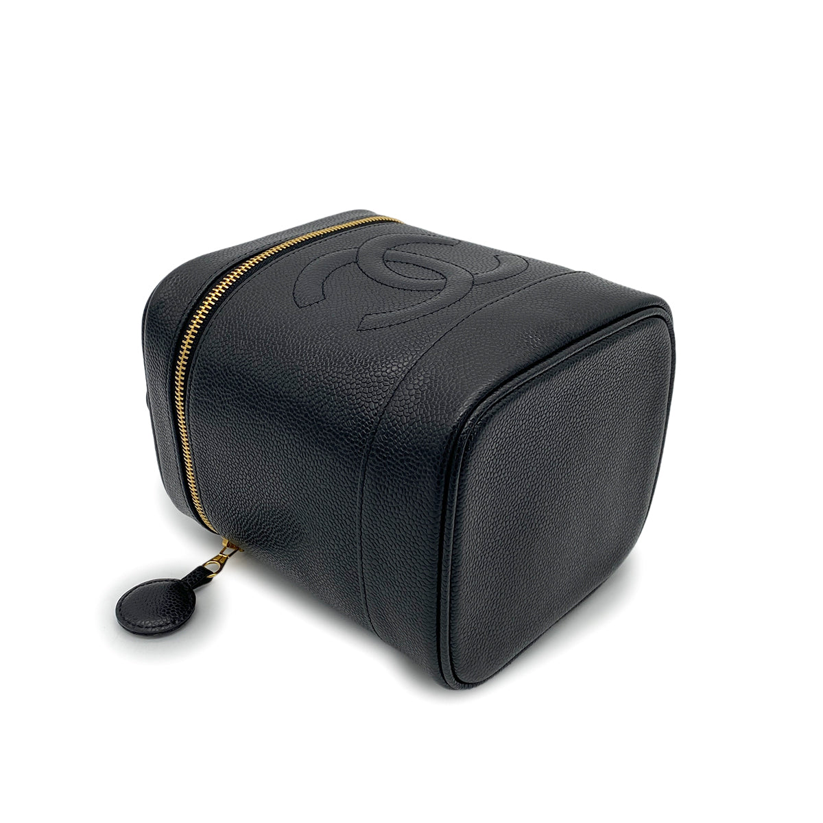 CHANEL VINTAGE VANITY HAND BAG BLACK CAVIAR SKIN 90266743