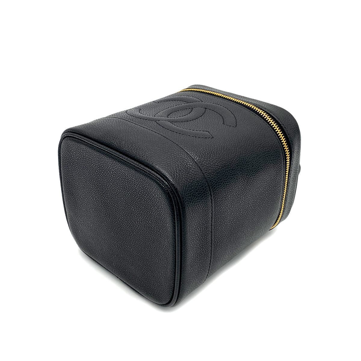 CHANEL VINTAGE VANITY HAND BAG BLACK CAVIAR SKIN 90266743