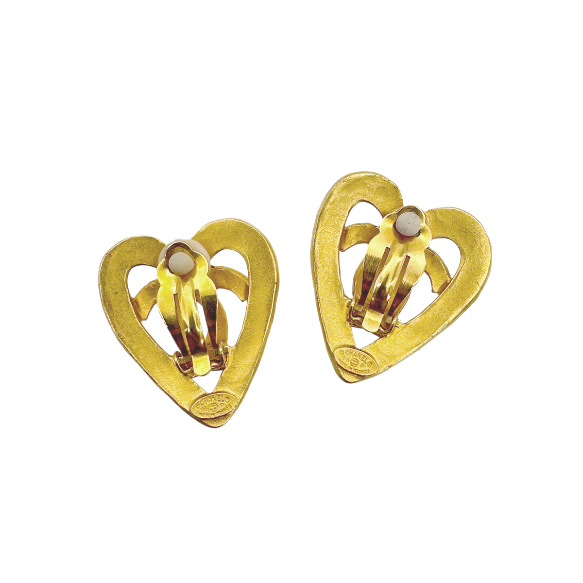 CHANEL VINTAGE EARRINGS COCOMARK HEART ACCESSORY 95P 90266748