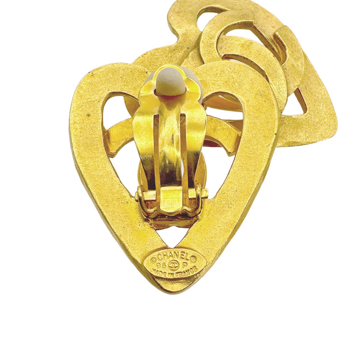 CHANEL VINTAGE EARRINGS COCOMARK HEART ACCESSORY 95P 90266748
