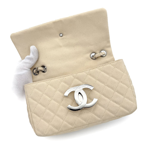 CHANEL VINTAGE CRUISE LINE CHAIN SHOULDER BAG BEIGE CANVAS 90267380 - PURPOSE