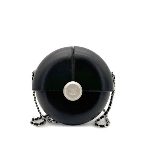 CHANEL EVENING IN THE AIR CHAIN SHOULDER BAG ROUND BLACK LEATHER 90267385 - PURPOSE