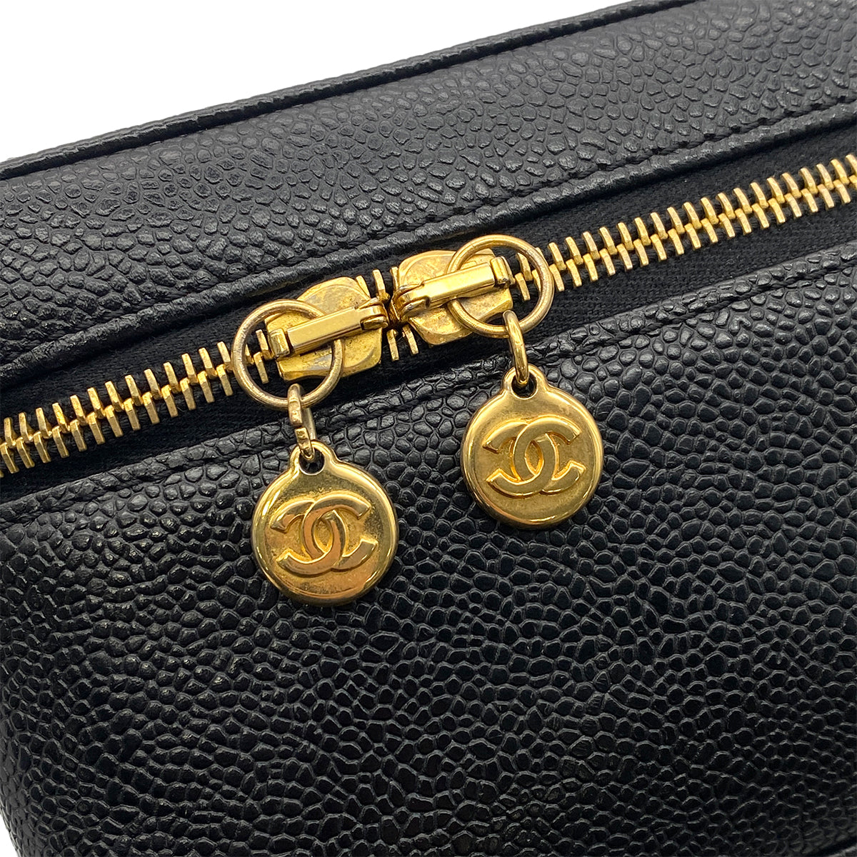CHANEL VINTAGE 2WAY VANITY HAND SHOULDER BAG BLACK CAVIAR SKIN 90267386