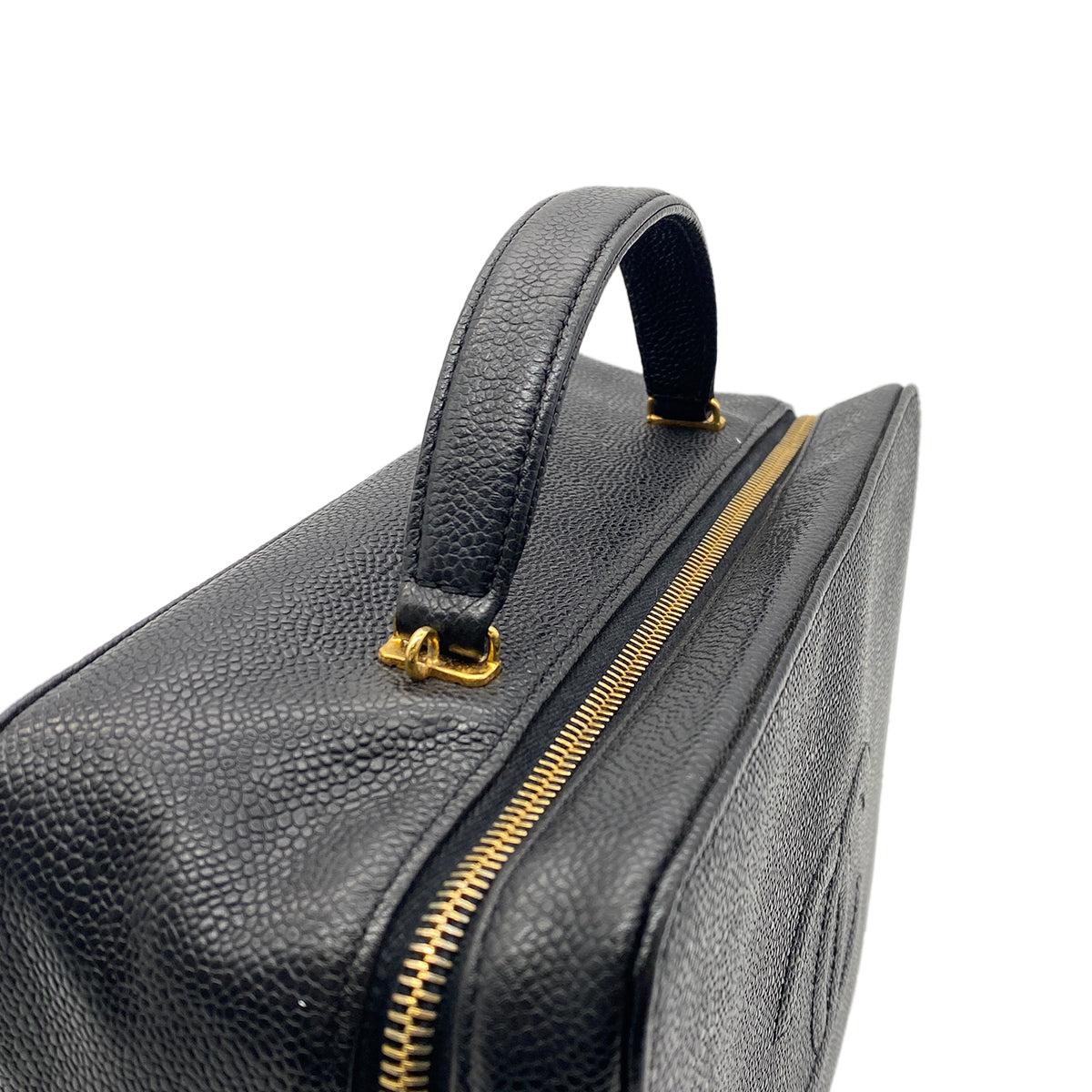 CHANEL VINTAGE 2WAY VANITY HAND SHOULDER BAG BLACK CAVIAR SKIN 90267386