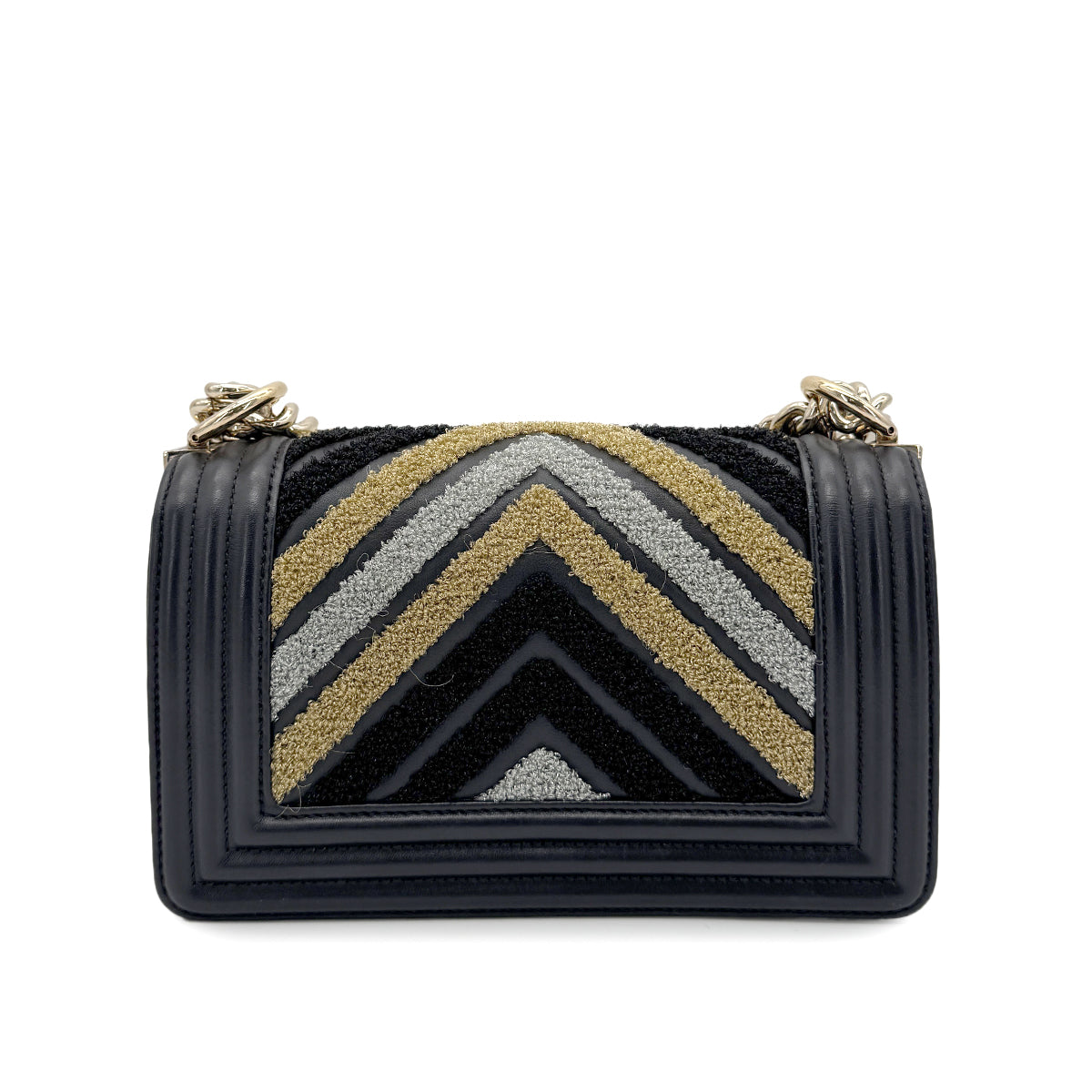 CHANEL BOYCHANEL SMALL CHAIN SHOULDER BAG BLACK LAMB SKIN 90267389