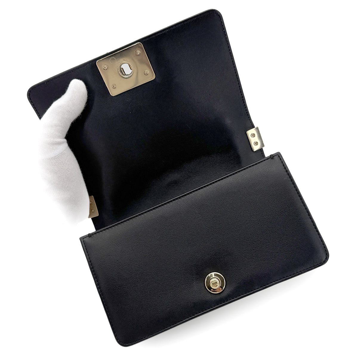 CHANEL BOYCHANEL SMALL CHAIN SHOULDER BAG BLACK LAMB SKIN 90267389
