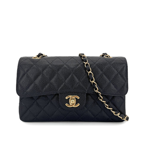 CHANEL VINTAGE CLASSIC FLAP SMALL CHAIN SHOULDER BAG BLACK CAVIAR SKIN 90267391 - PURPOSE