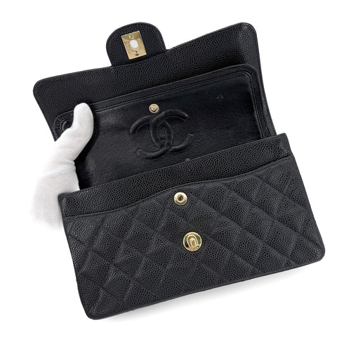 CHANEL VINTAGE CLASSIC FLAP SMALL CHAIN SHOULDER BAG BLACK CAVIAR SKIN 90267391 - PURPOSE