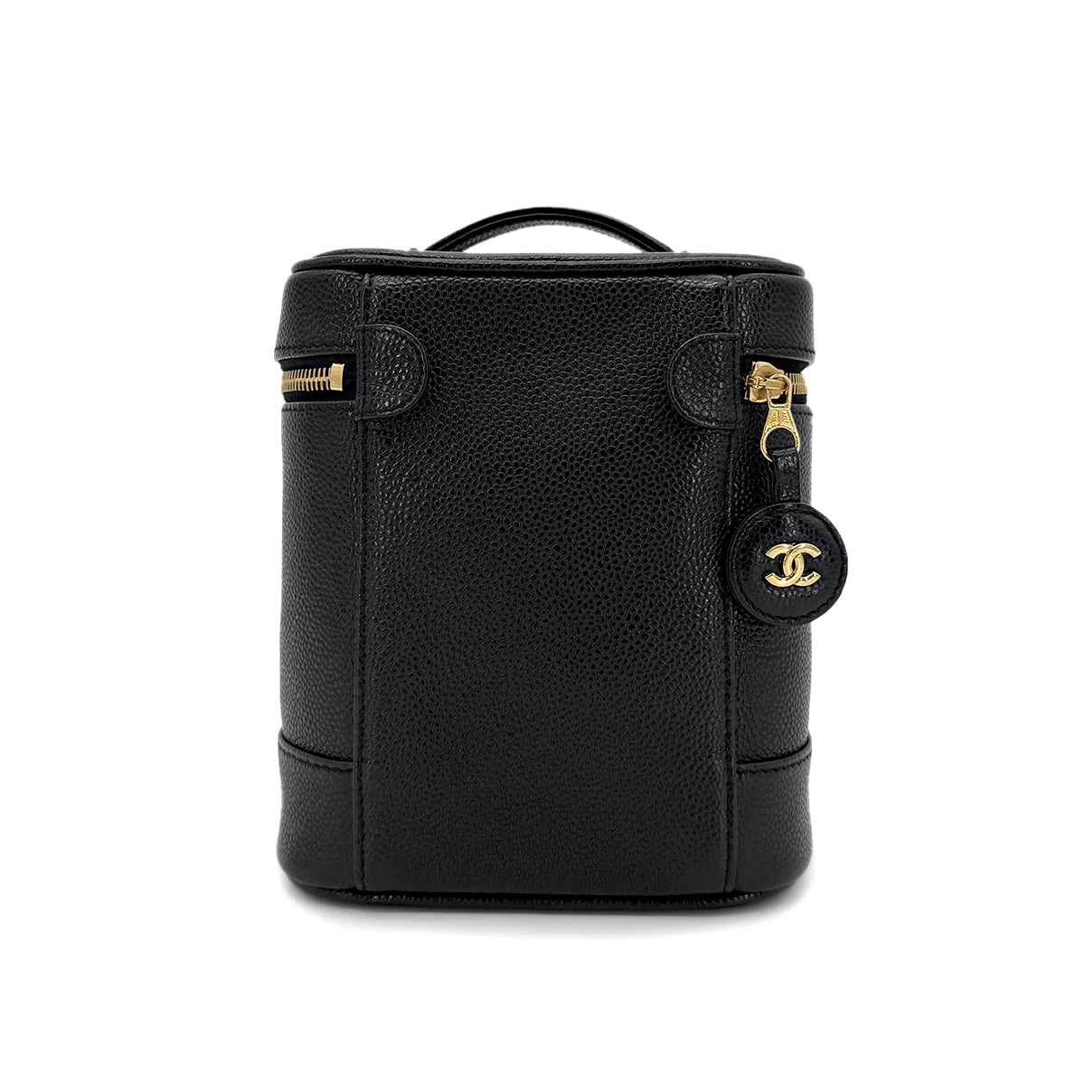 CHANEL VINTAGE VANITY HAND BAG BLACK CAVIAR SKIN 90267393