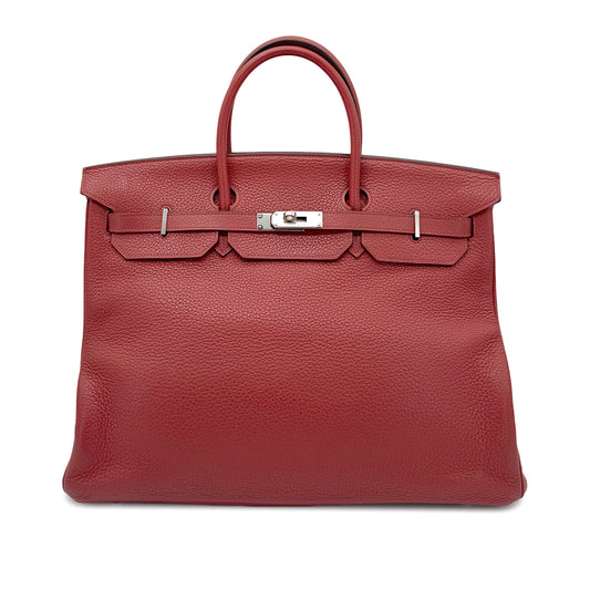 HERMES BIRKIN 40 RED TYPE TAURILLON CLEMENCE HAND BAG □M SHW 90267400