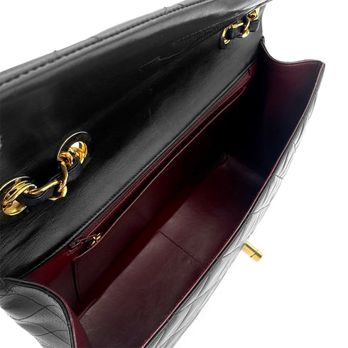 CHANEL VINTAGE MAXI MATELASSE 34 CHAIN SHOULDER BAG BLACK LAMB SKIN 90267401 - PURPOSE