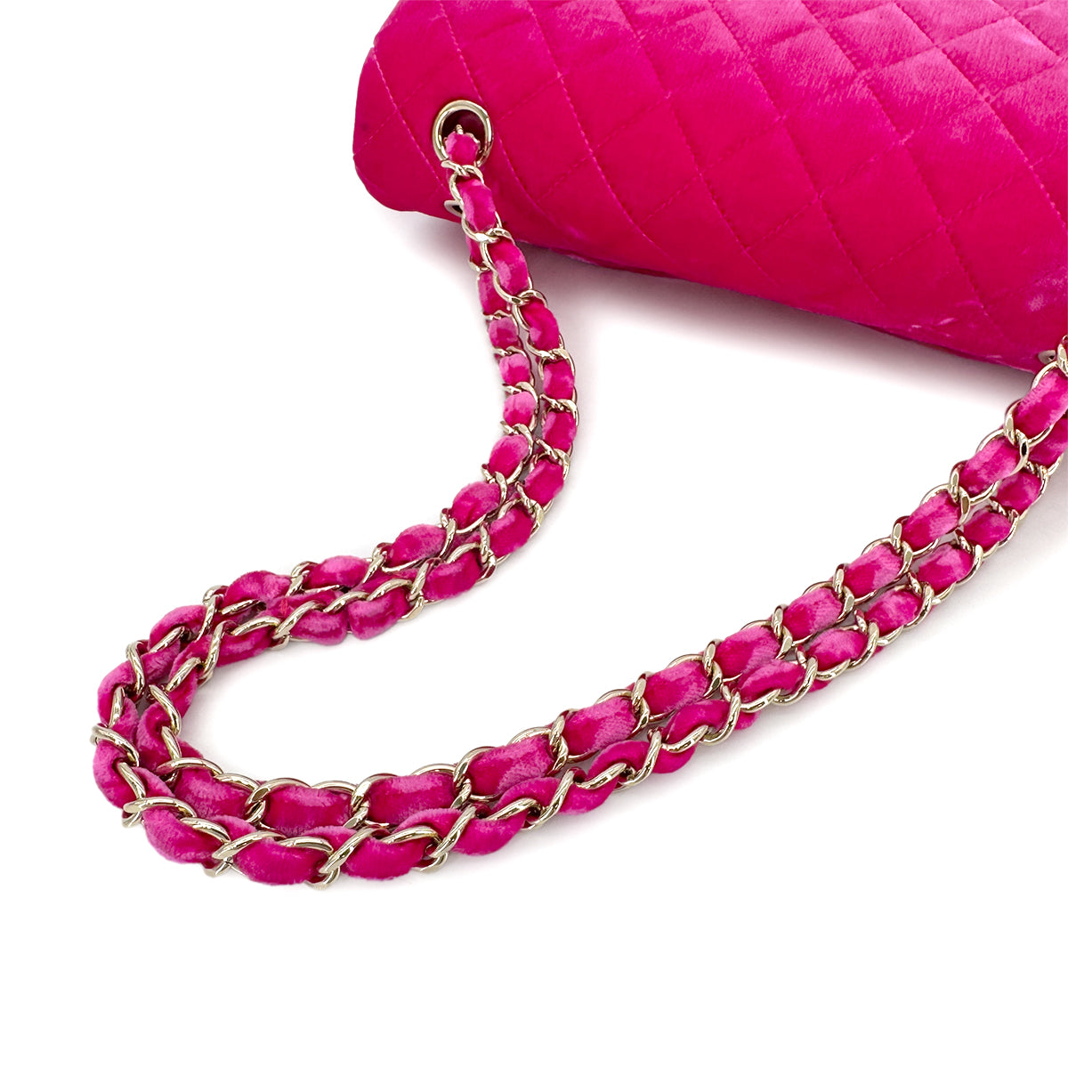 CHANEL CLASSIC FLAP MEDIUM CHAIN SHOULDER BAG PINK VELOR 90267410