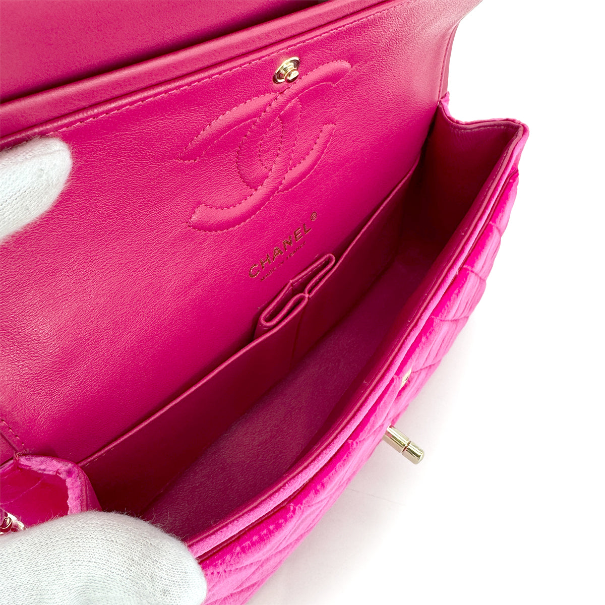 CHANEL CLASSIC FLAP MEDIUM CHAIN SHOULDER BAG PINK VELOR 90267410