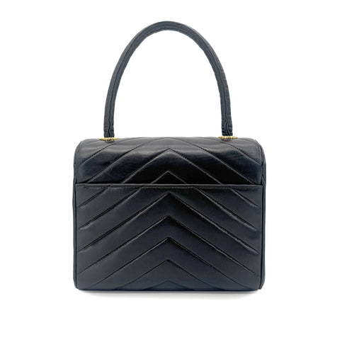 CHANEL VINTAGE CHEVRON V STITCH HAND BAG BLACK LAMB SKIN 90267412 - PURPOSE