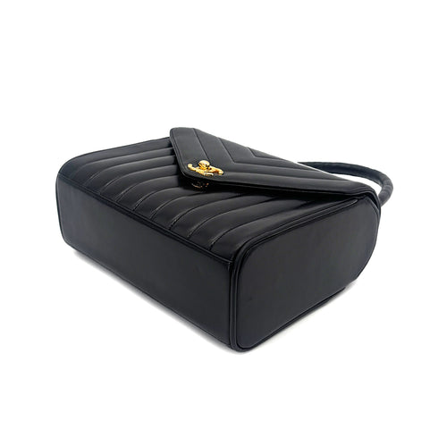 CHANEL VINTAGE CHEVRON V STITCH HAND BAG BLACK LAMB SKIN 90267412 - PURPOSE