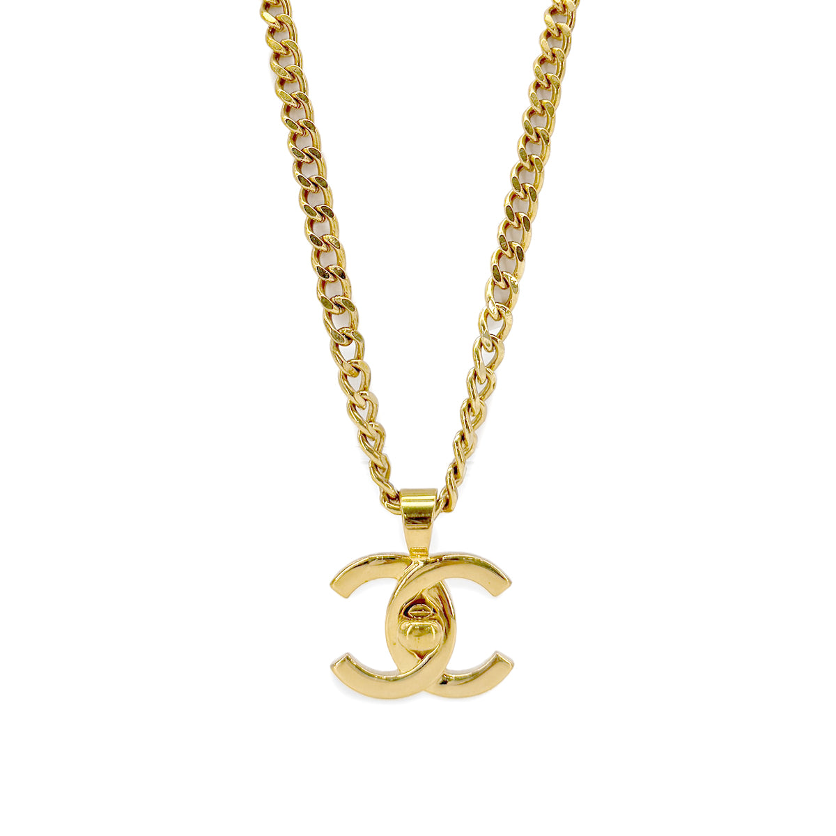 CHANEL VINTAGE NECKLACE COCO MARK TURNLOCK ACCESSORY 96P 90267428