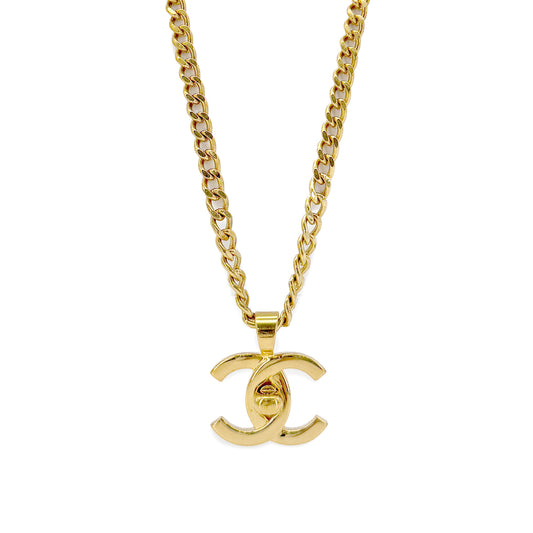 CHANEL VINTAGE NECKLACE COCO MARK TURNLOCK ACCESSORY 96P 90267428