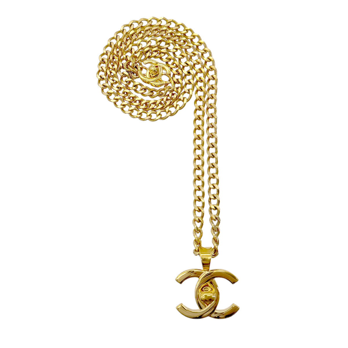 CHANEL VINTAGE NECKLACE COCO MARK TURNLOCK ACCESSORY 96P 90267428