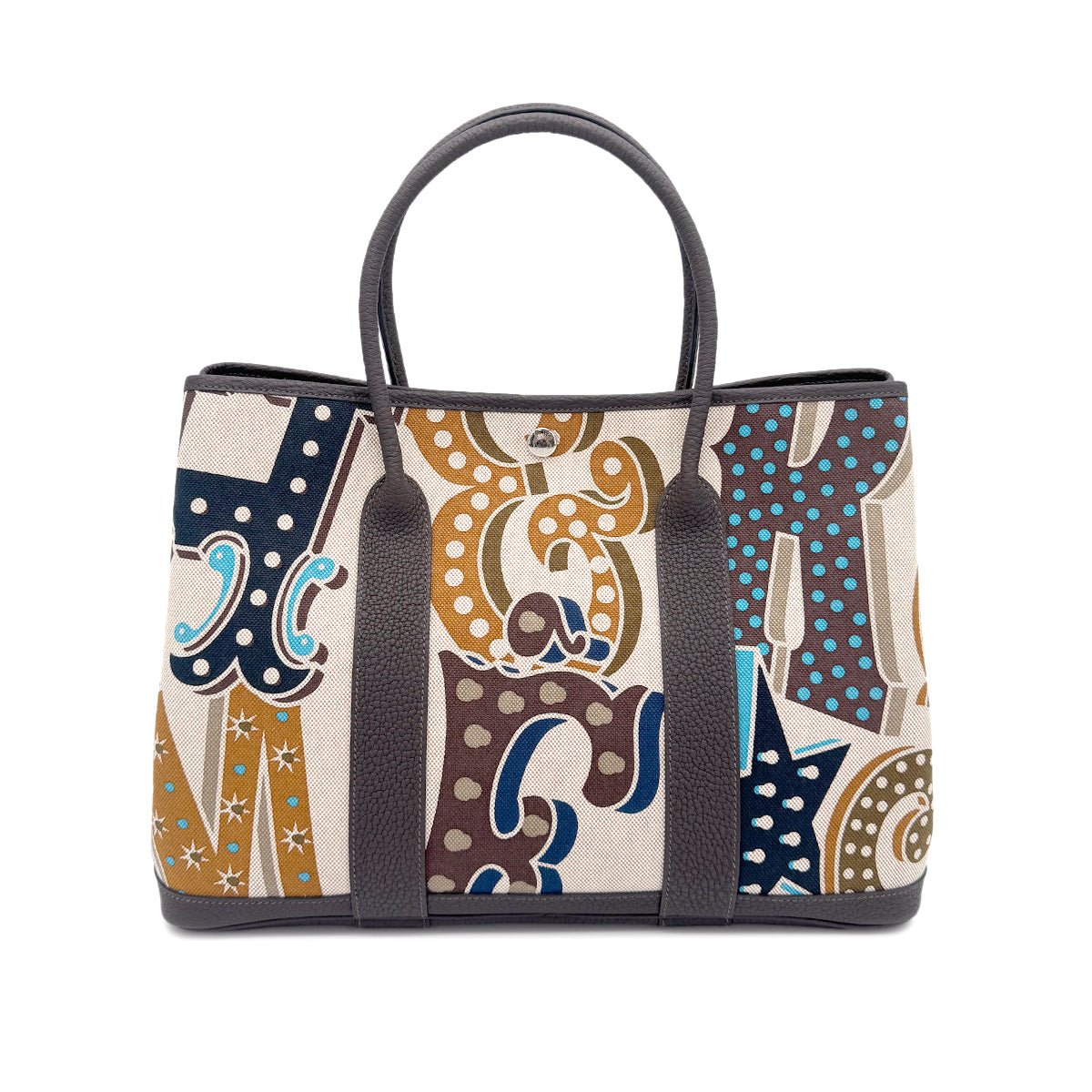 HERMES GARDEN PARTY 36 PM HERMES ELECTRIC CARAMEL ECRU BEIGE EBENE TOILE H PLUME NEGONDA W 90267438