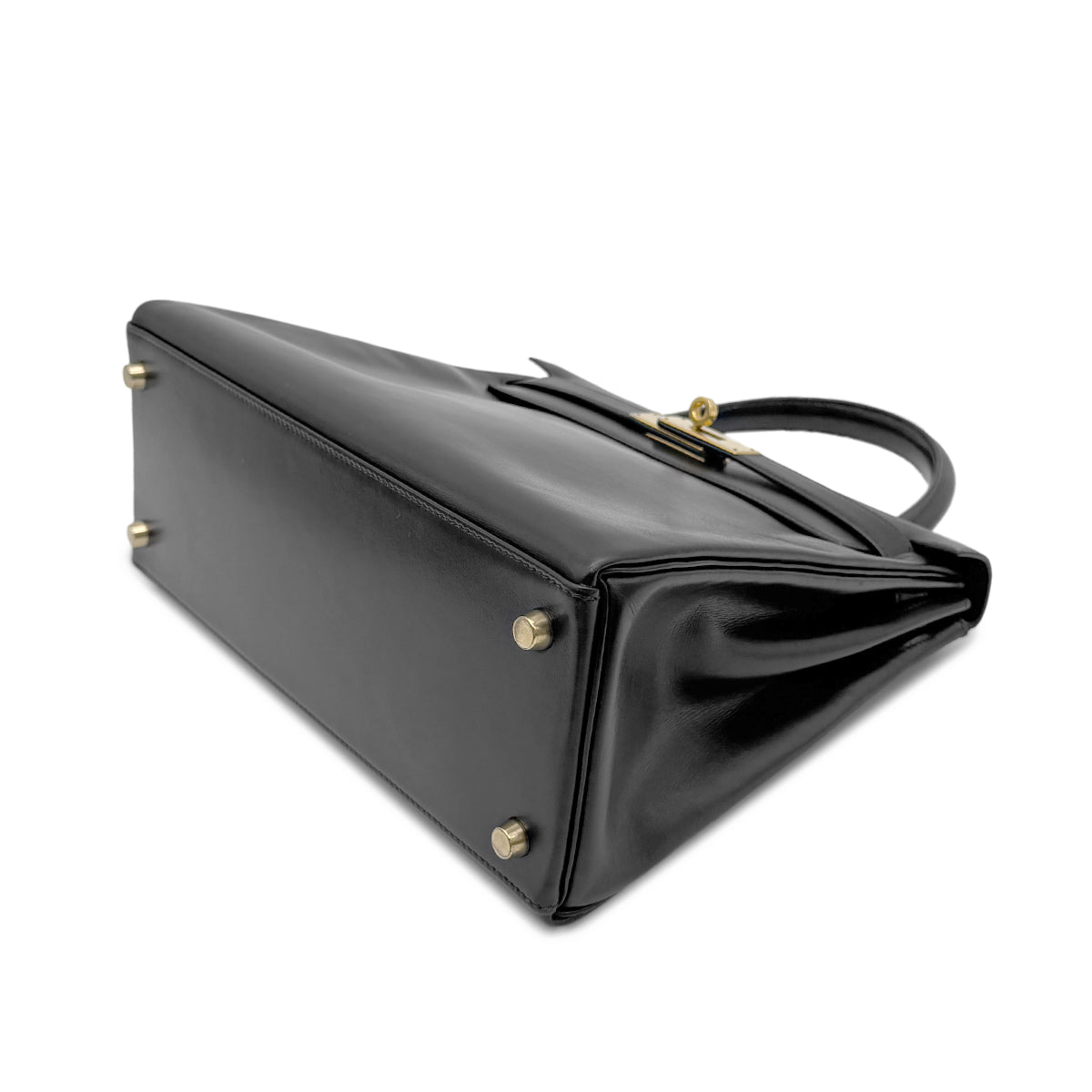 HERMES KELLY 28 RETOURNE BLACK BOX CALF HAND BAG 〇Z GHW 90267442