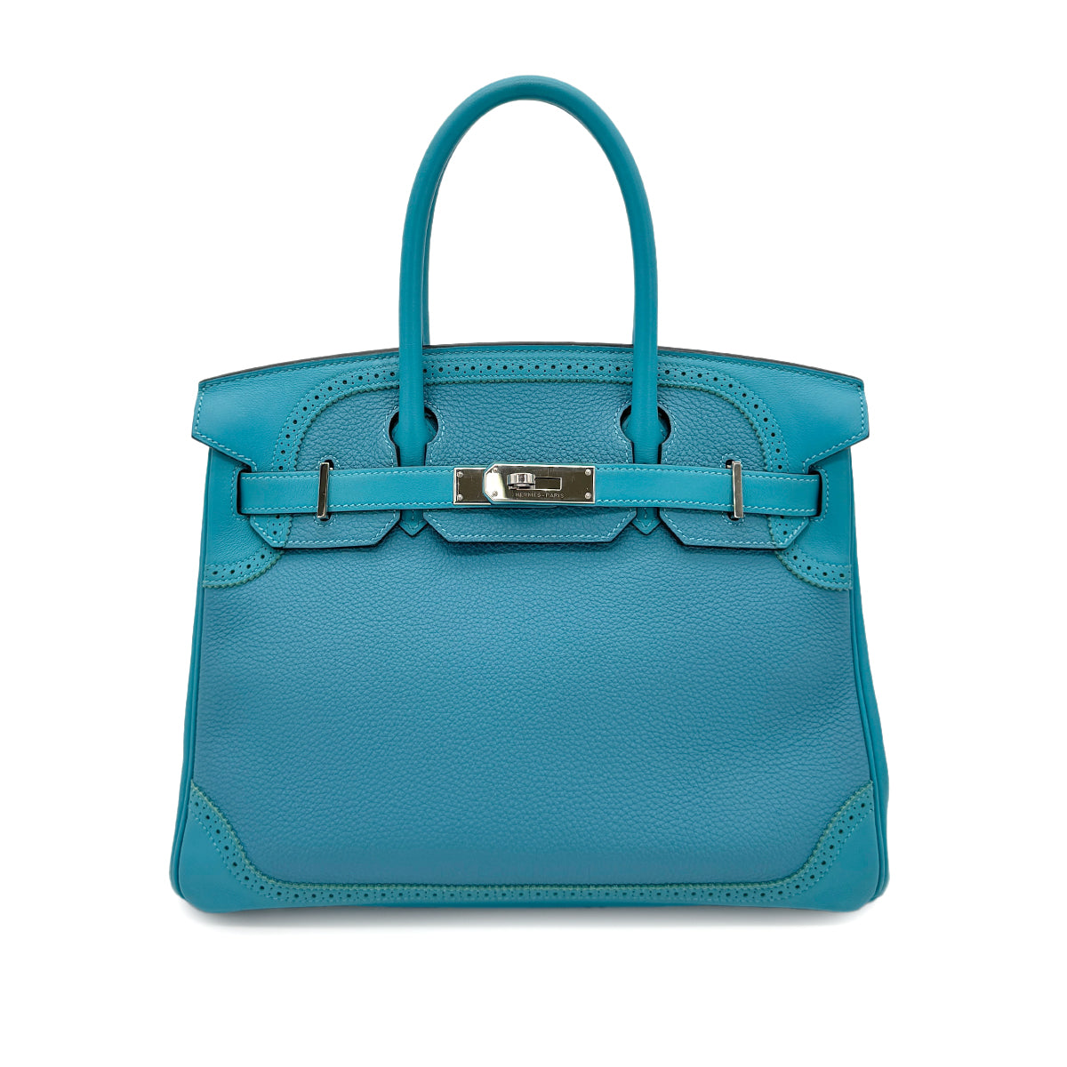 HERMES BIRKIN 30 GHILLIES TURQUOISE TOGO SWIFT HAND BAG X SHW 90267453