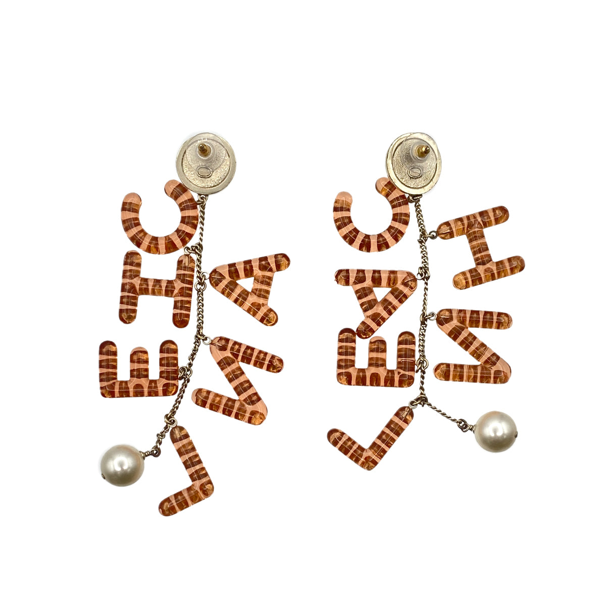 CHANEL EARRINGS LOGO PEARL MOTIF RHINESTONE ACCESSORY D18K 90267468
