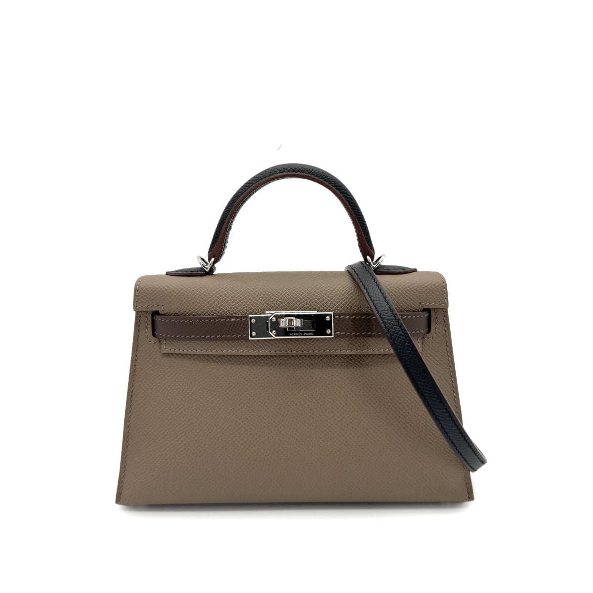 HERMES MINI KELLY 2 TRICOLORE ECORCE ETOUPE BLACK EPSOM HAND SHOULDER BAG B SHW 90267471