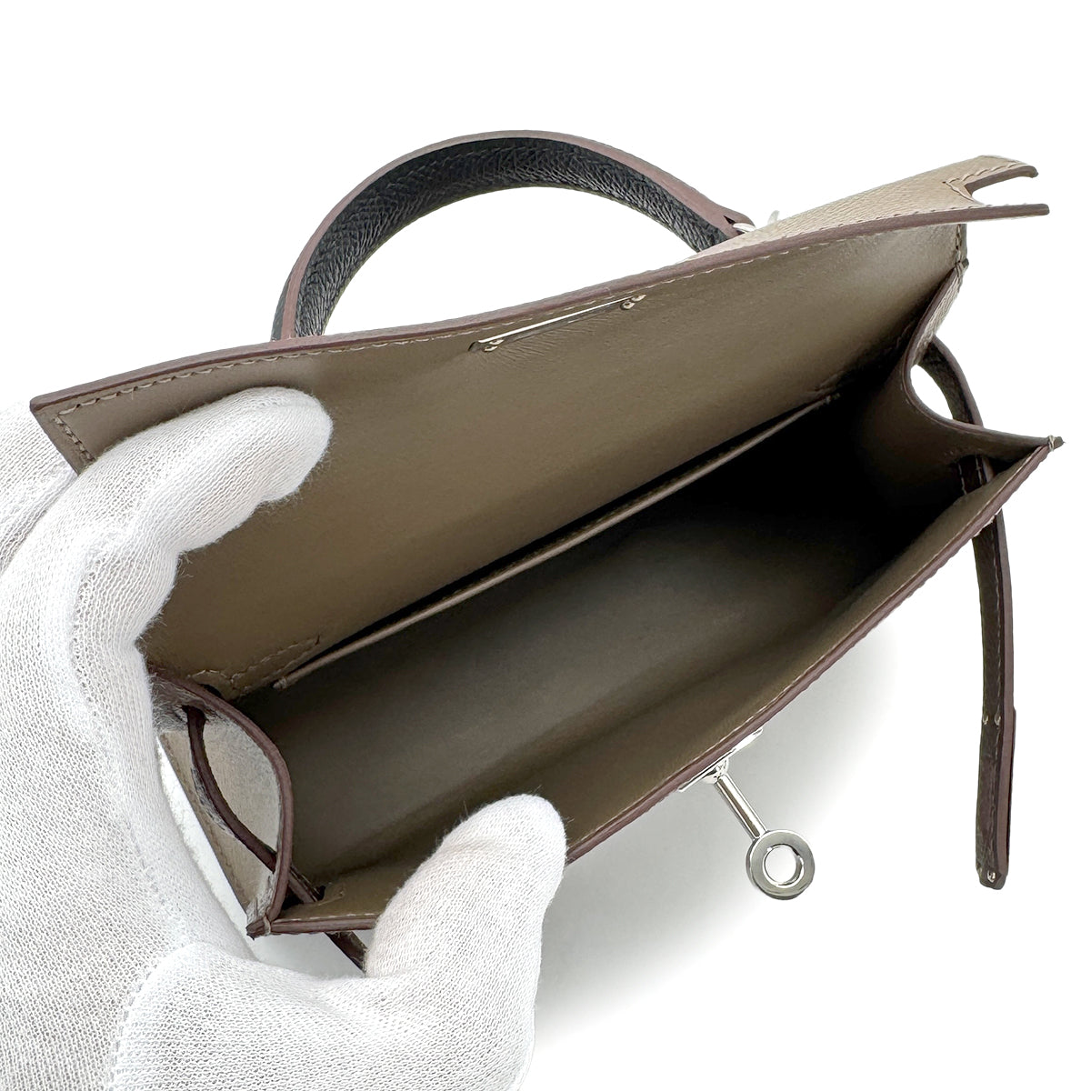 HERMES MINI KELLY 2 TRICOLORE ECORCE ETOUPE BLACK EPSOM HAND SHOULDER BAG B SHW 90267471