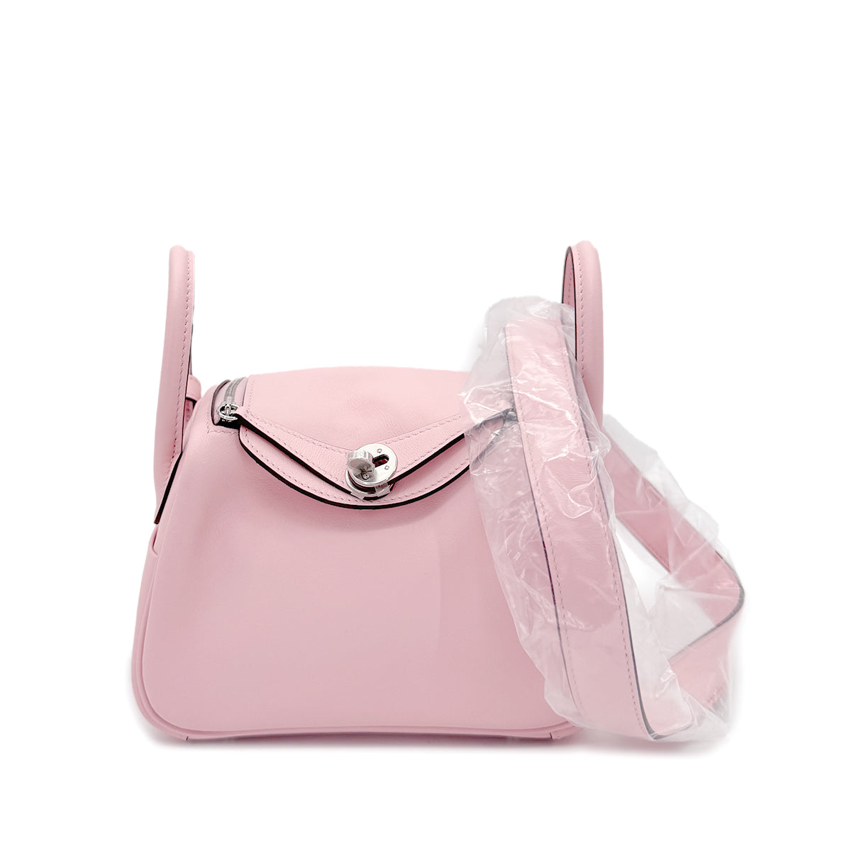 HERMES LINDY MINI ROSE SAKURA VEAU SWIFT SHOULDER BAG W SHW 90267472