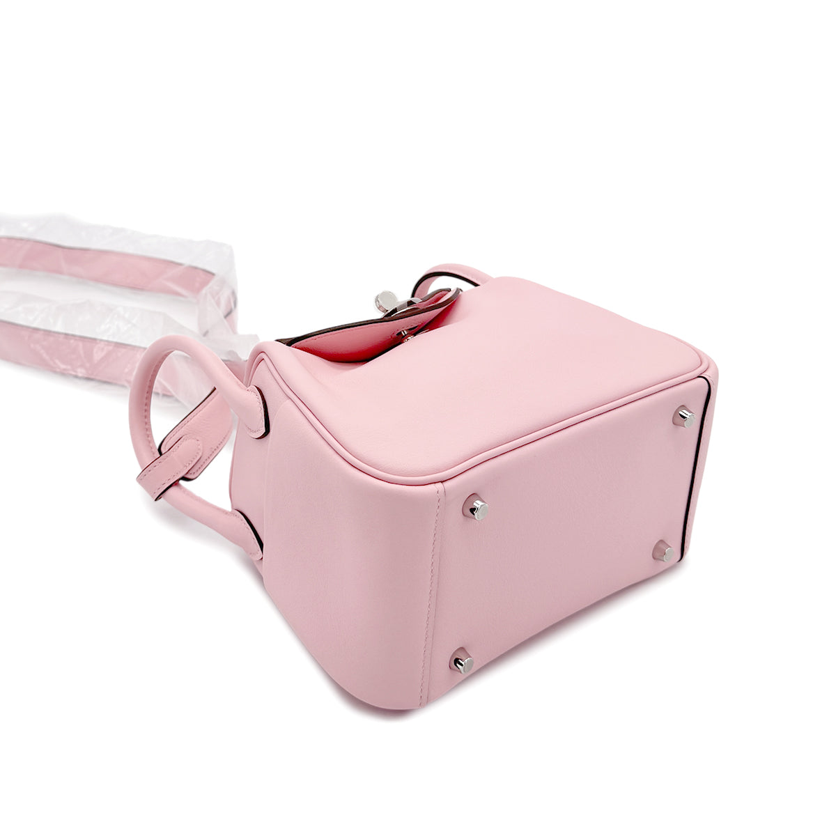 HERMES LINDY MINI ROSE SAKURA VEAU SWIFT SHOULDER BAG W SHW 90267472