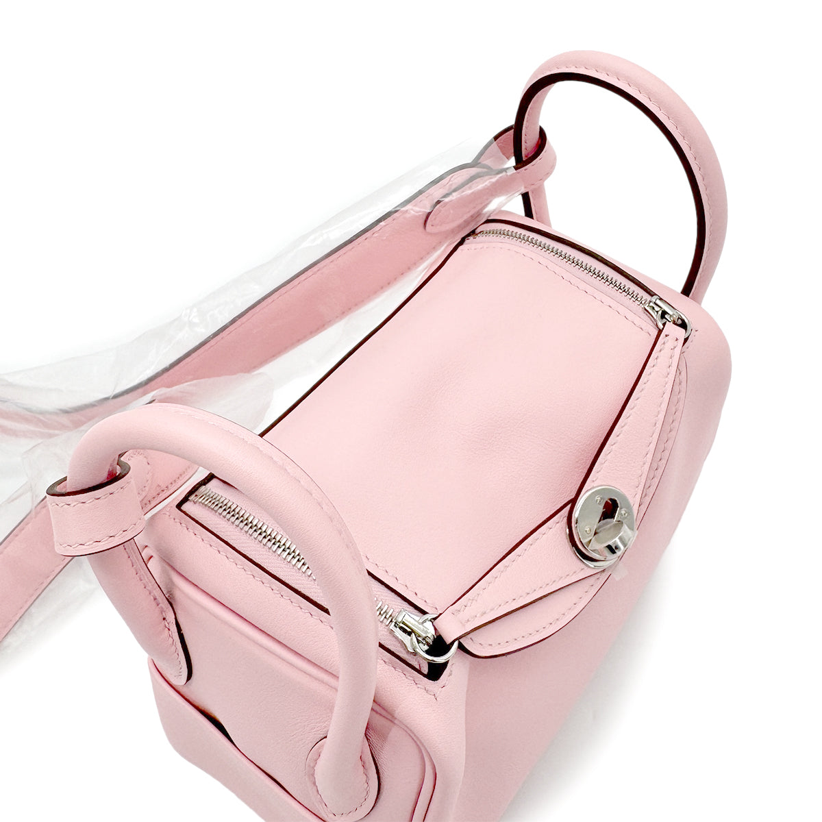 HERMES LINDY MINI ROSE SAKURA VEAU SWIFT SHOULDER BAG W SHW 90267472