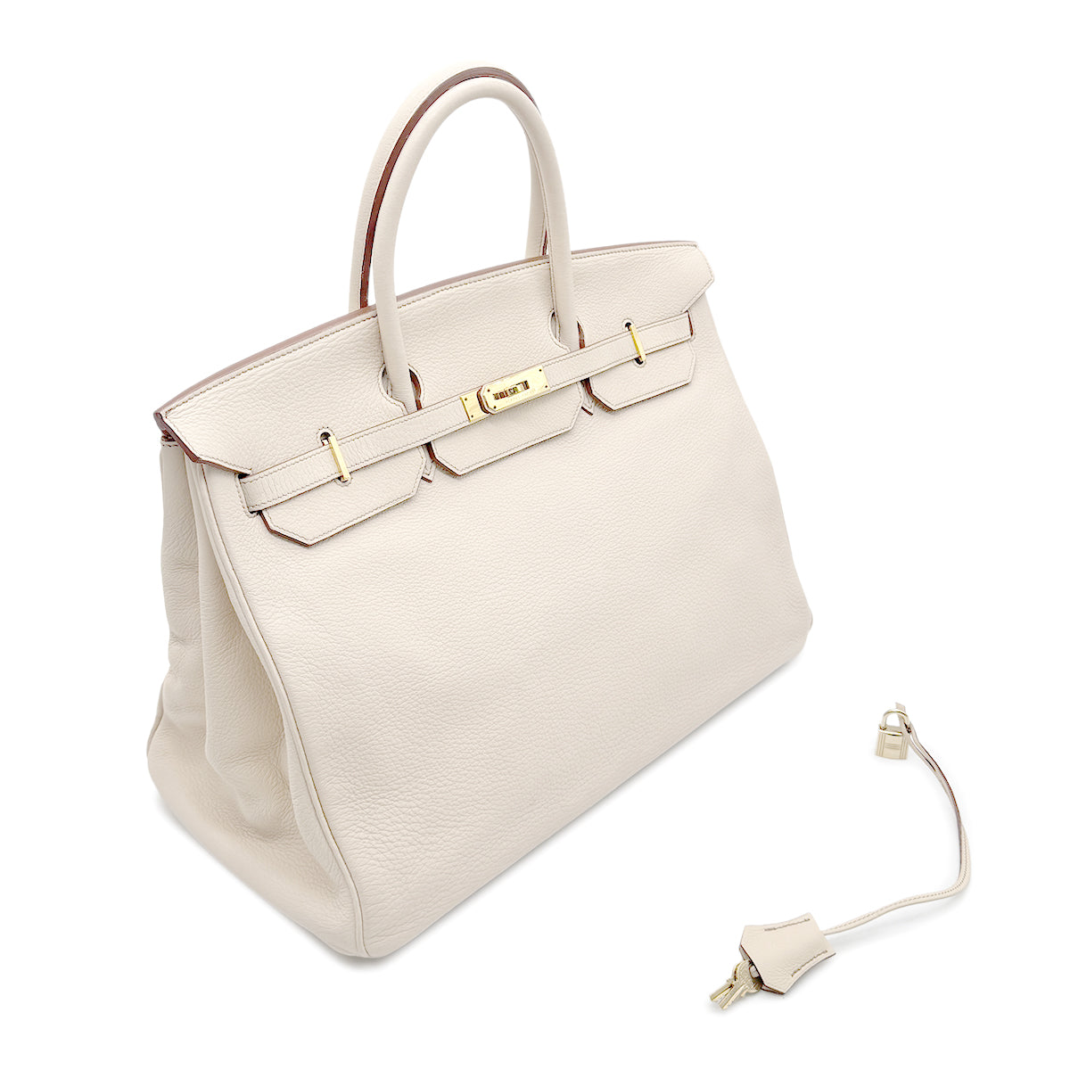 HERMES BIRKIN 40 PARCHEMIN TAURILLON CLEMENCE HAND BAG □E GHW 90267473